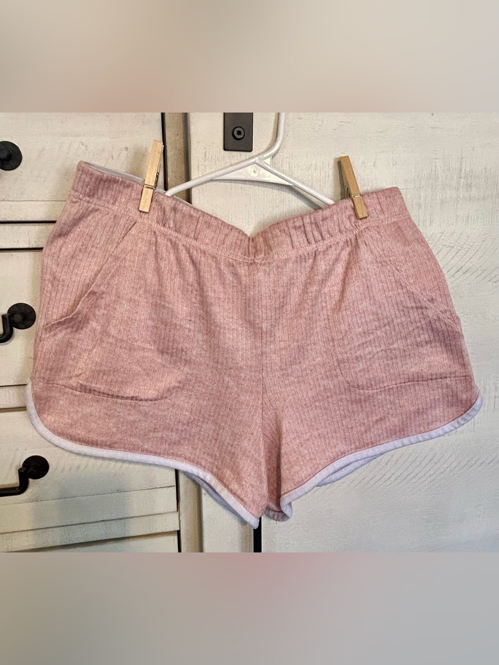 Jockey Ribbed Blush Pink Lounge Shorts with Contrast Trim